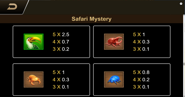 safari mystery paytable 2 paytable