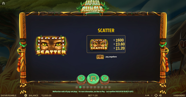 safari rumble paytable 1 paytable