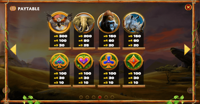 safari stampede paytable 1 paytable