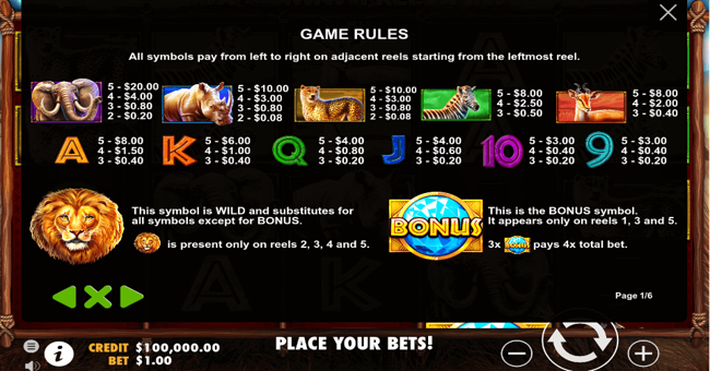 safarikingpaytable paytable