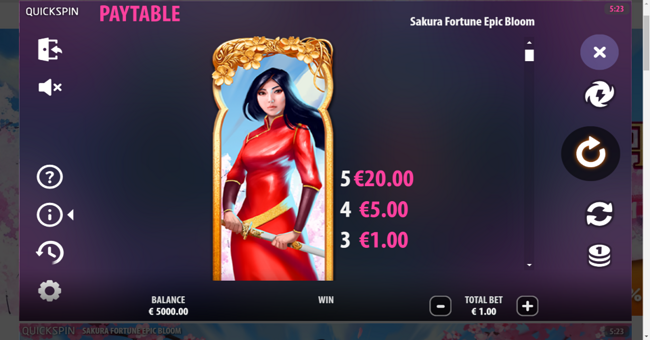 sakura fortune epic bloom paytable 1 paytable