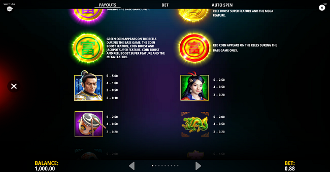 samurai takeo paytable 1 paytable