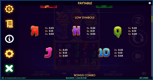 san chong baozha blue paytable 2 paytable