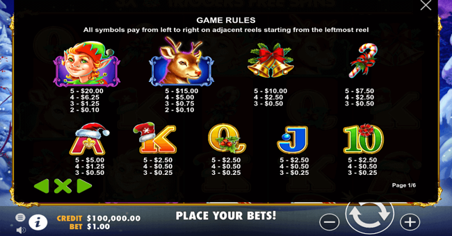 santa paytable paytable