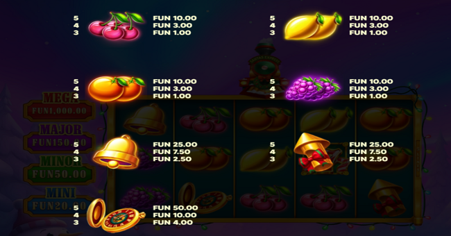 santas festive express hold and win paytable 1 paytable