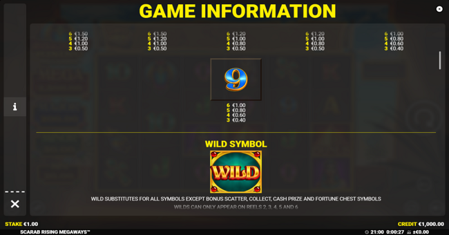 scarab rising megaways paytable 2 paytable