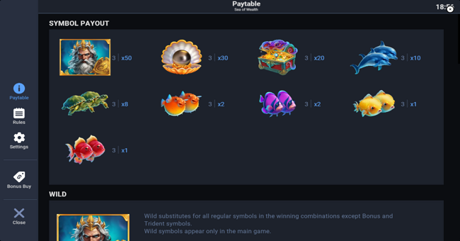 sea of wealth paytable paytable