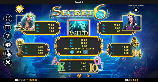 secret 6 paytable 1 paytable
