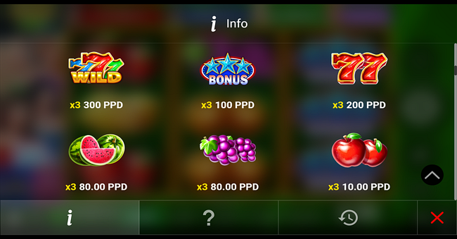 sevens joy paytable 1 paytable