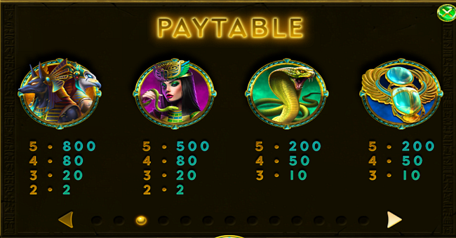 shadow gods paytable 2 paytable