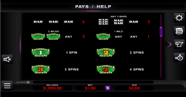 shamrock spin paytable 3 paytable