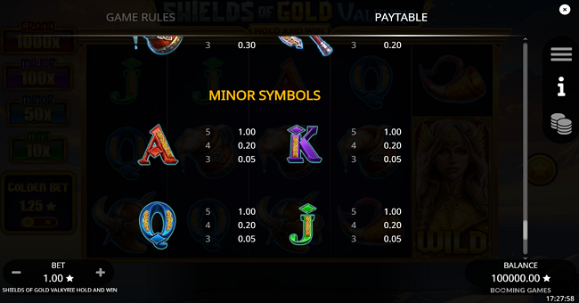 shields of gold valkyrie hold and win paytable 3 paytable