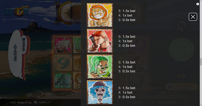 shippy d pop paytable 1 paytable