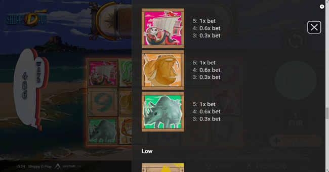 shippy d pop paytable 2 paytable