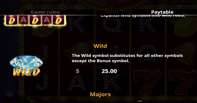 show master 1 paytable