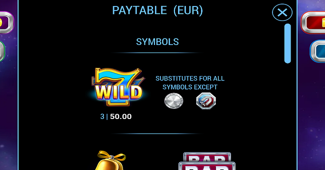 silver coins paytable 1 paytable