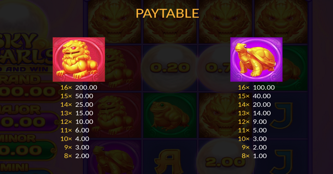 sky pearls paytable 1 paytable