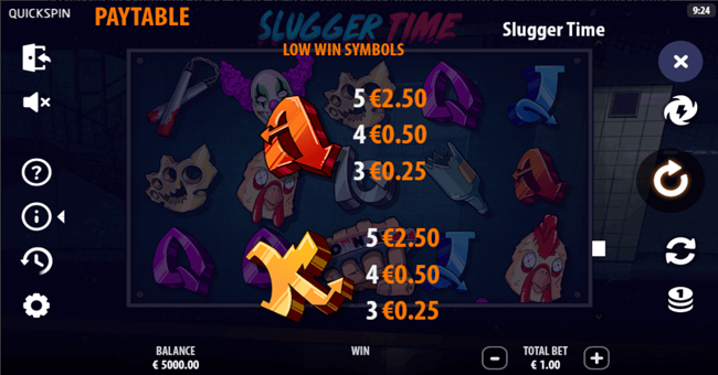 slugger time paytable 4 paytable