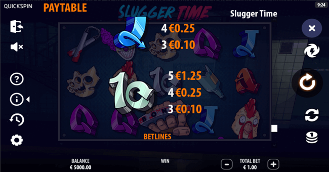 slugger time paytable 6 paytable