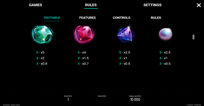 snake gems paytable 2 paytable
