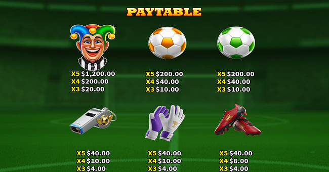 soccer joker paytable 1 paytable