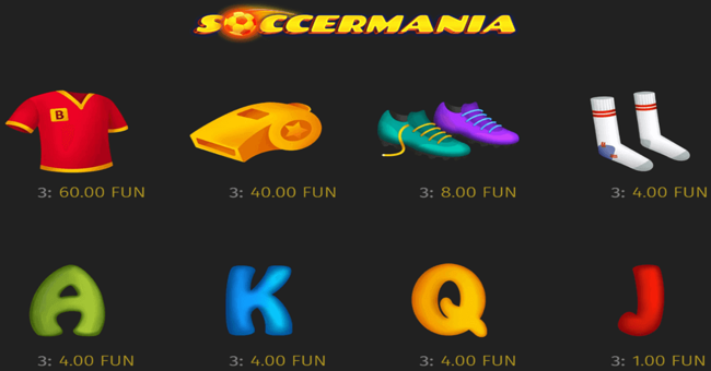 soccermania paytable paytable