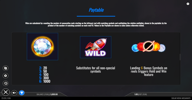 solar nova megaways paytable 1 paytable