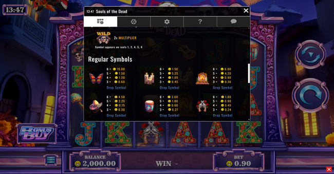 souls of the dead paytable 2 paytable
