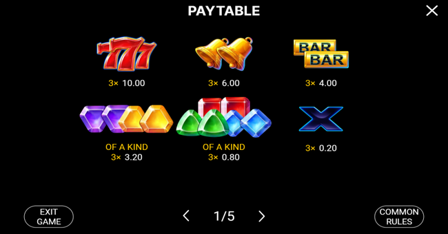 space coins hold and win paytable 1 paytable