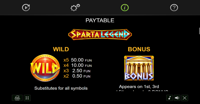 sparta legend paytable 1 paytable
