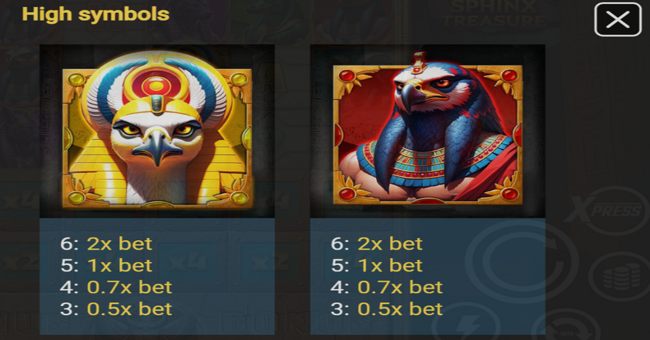 sphinx treasure paytable 1 paytable
