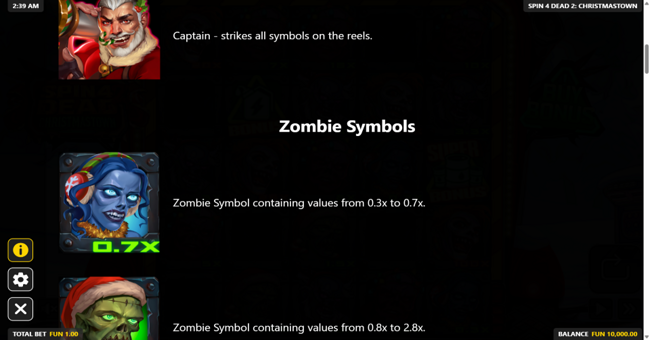 spin 4 dead 2 christmastown paytable 2 paytable