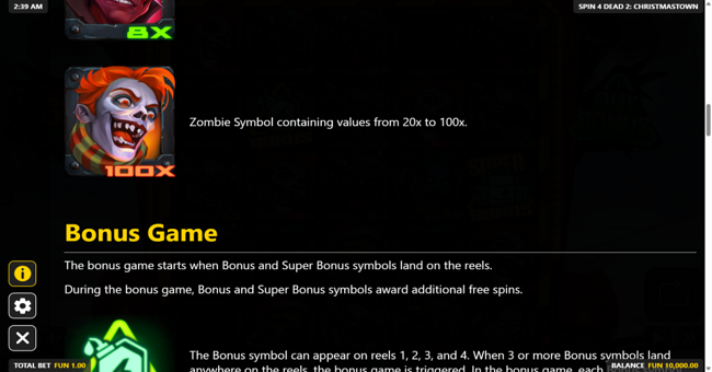 spin 4 dead 2 christmastown paytable 4 paytable