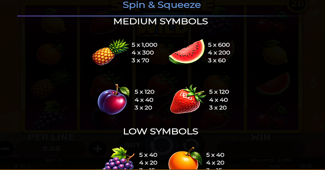 spin and squeeze paytable 1 paytable