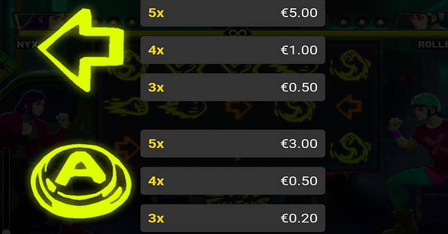 spin fighters paytable 5 paytable