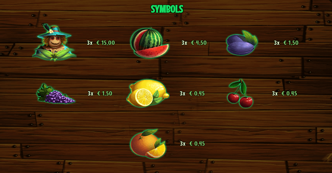 spinmatic fruit farm paytable paytable