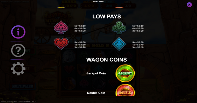 spirit of mustang west express paytable 2 paytable