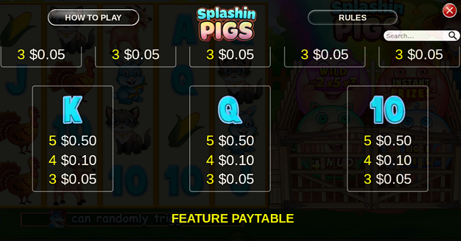 splashin pigs paytable 3 paytable