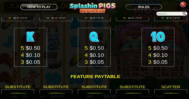 splashin pigs ultimate paytable 3 paytable