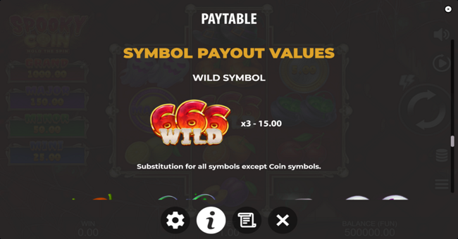 spooky coin hold the spin paytable 1 paytable