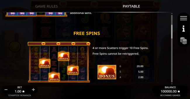 stampede bonanza paytable 1 paytable