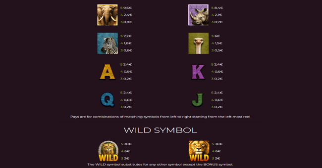 stampede spins paytable 1 paytable