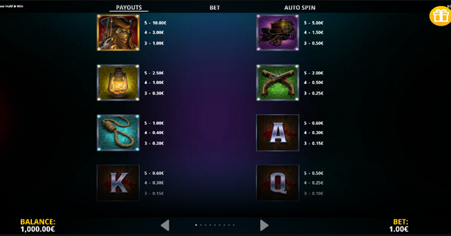 stand and deliver paytable 1 paytable