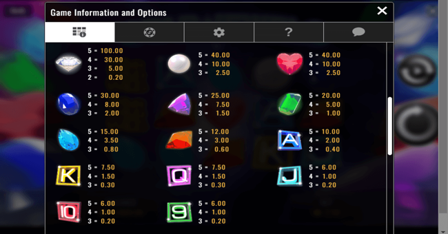 star jewels paytable paytable