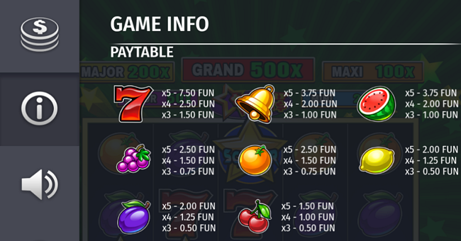starry fruits paytable paytable