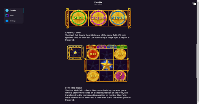 stars collector paytable paytable