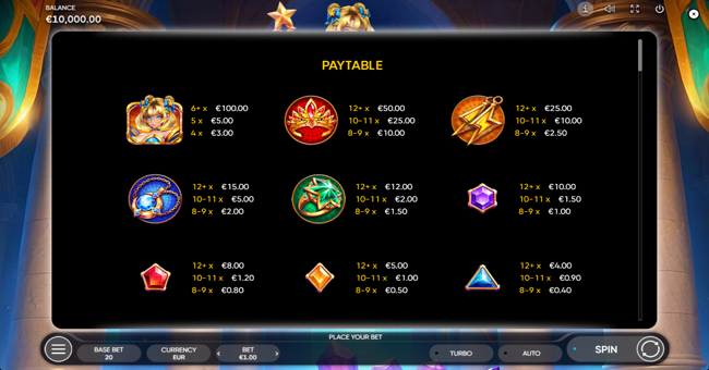 starshine crystals paytable 1 paytable