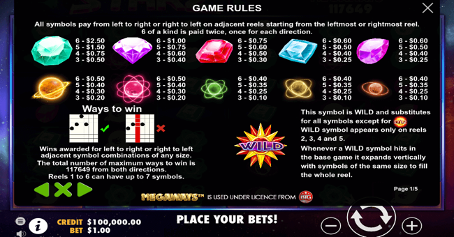 starz megaways 1 paytable