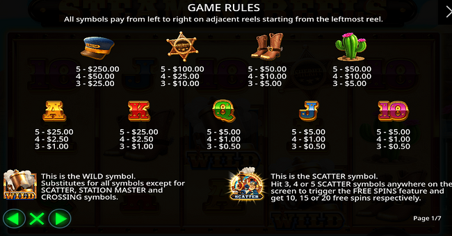 steamin reels paytable 1 paytable