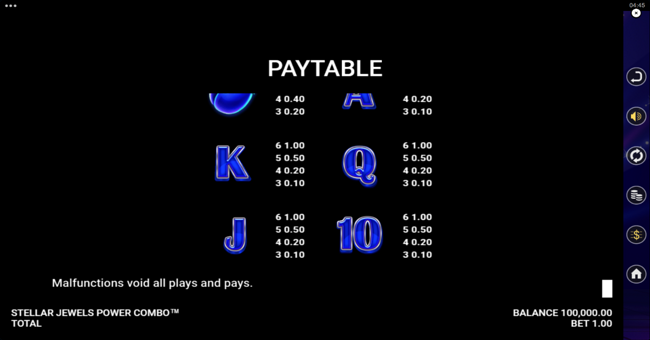 stellar jewels power combo paytable 2 paytable